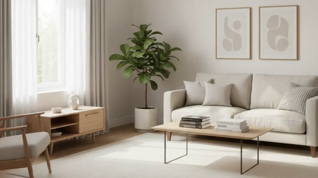 Décoration d'un salon dépersonnalisée et lumineuse