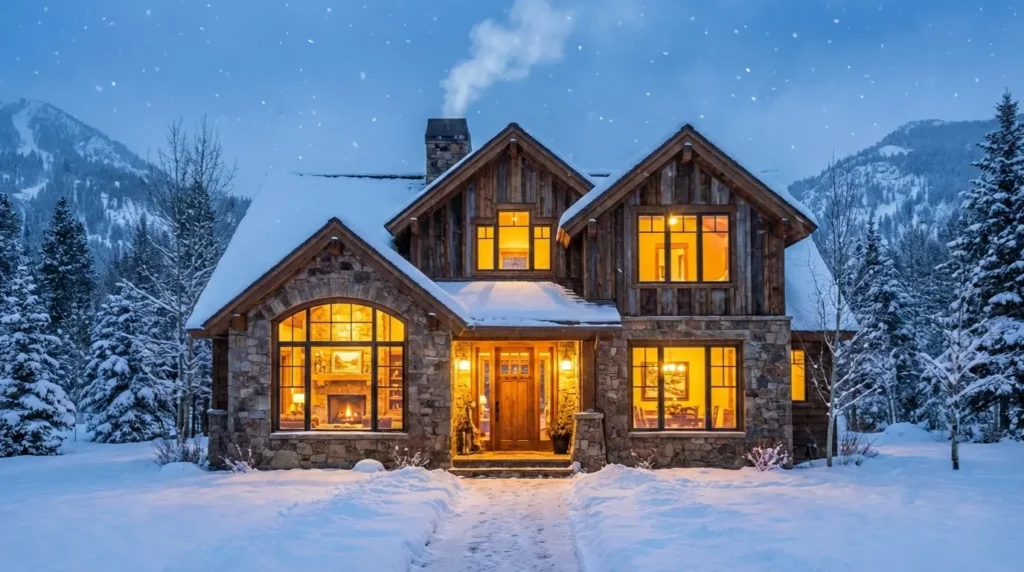Maison de montagne en hiver