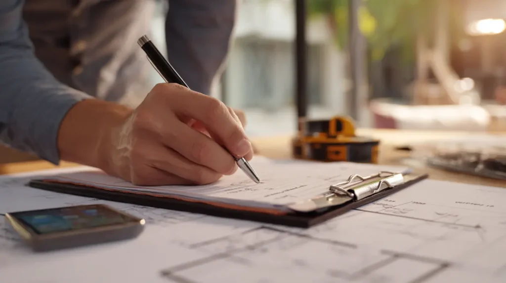 remplissage d'un dossier par le visiteur après la visite d'une maison