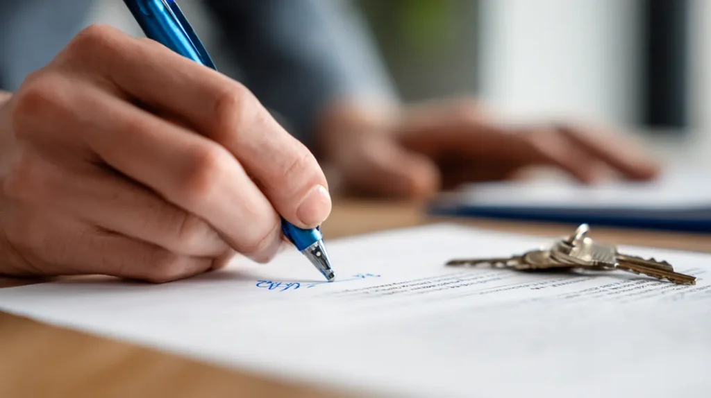 signature d'un acte de vente avec conditions d'humidité