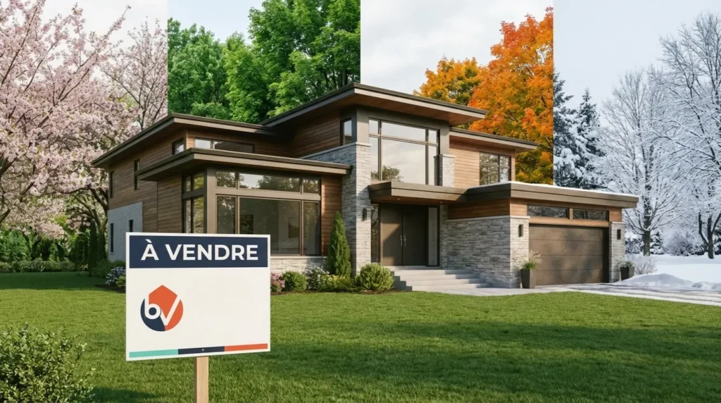 Maison à vendre et son rendu pendant les 4 saisons