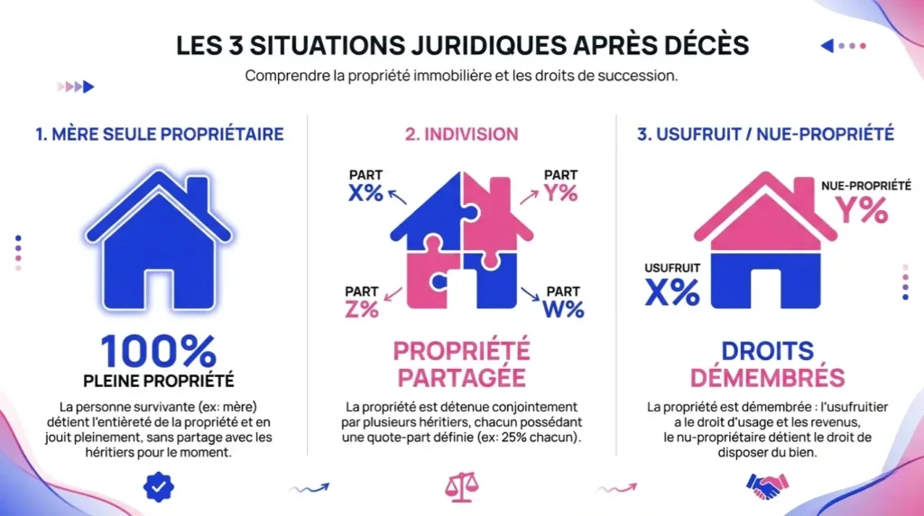3 situation juridiques suite au décès d'un des conjoints