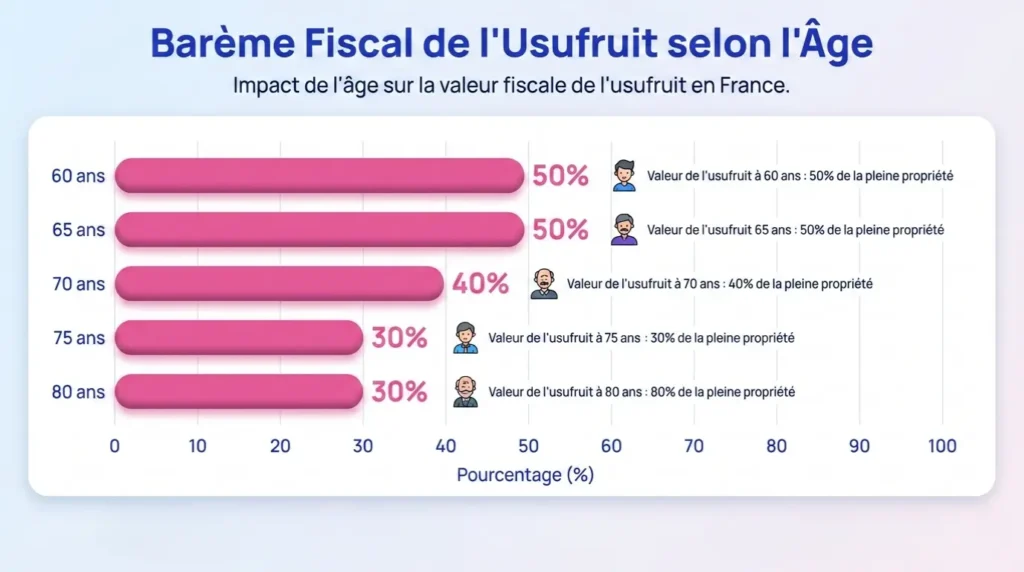 Barème fiscal de l'usufruit selon l'âge
