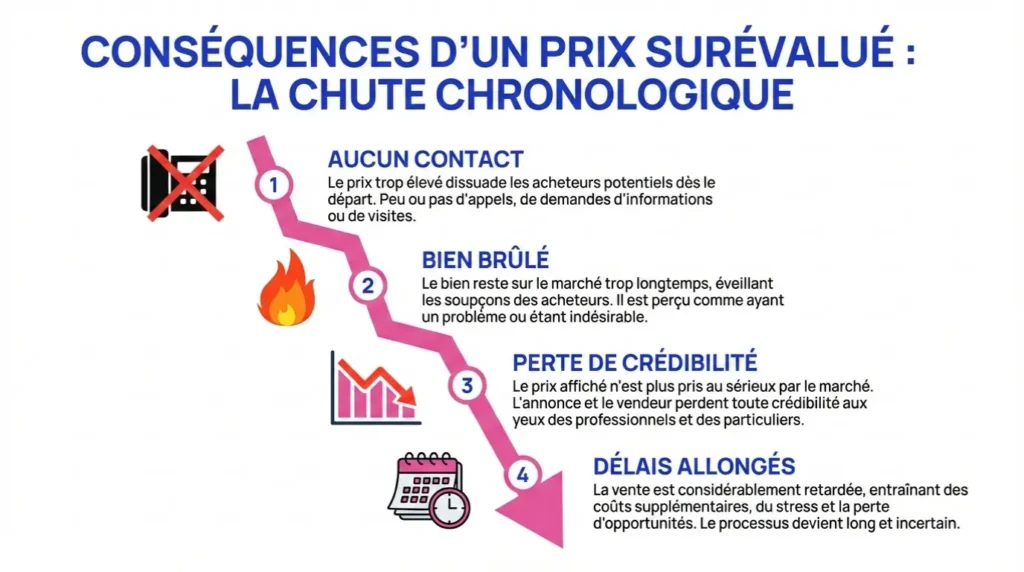Conséquences d'un prix surévalué sur les délais de vente pour un terrain