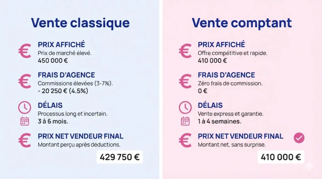 Différence entre une vente classique et une vente comptant