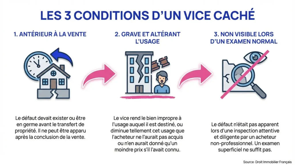 3 conditions pour un vice caché