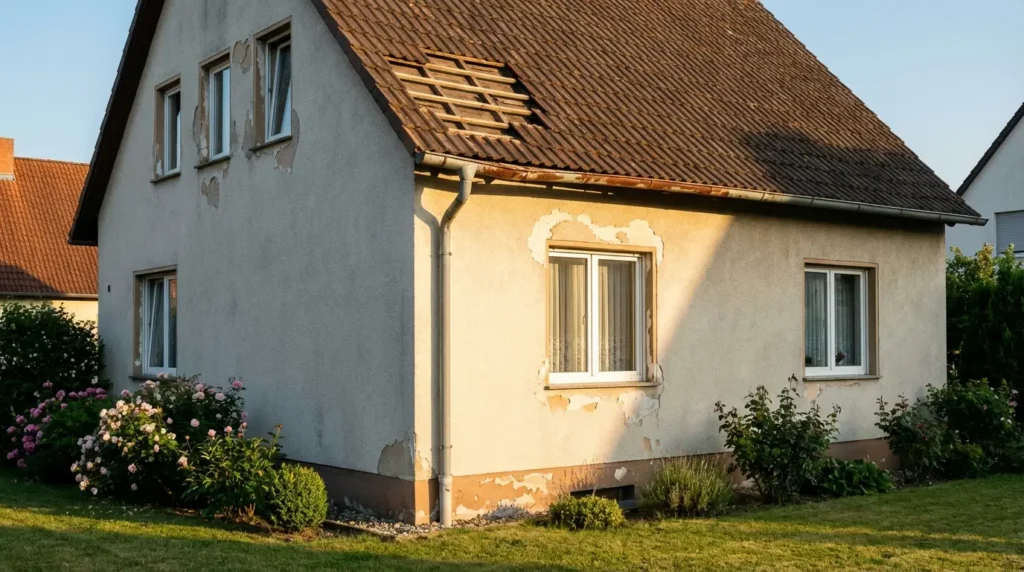 Maison avec défauts apparents