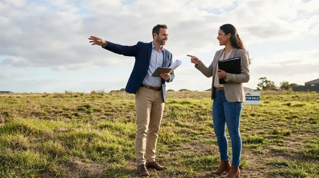 Négociation entre vendeur et acheteur sur le prix d'un terrain