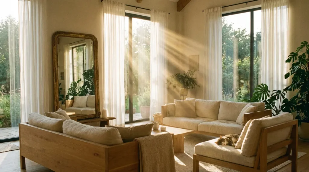 Salon lumineux et spacieux