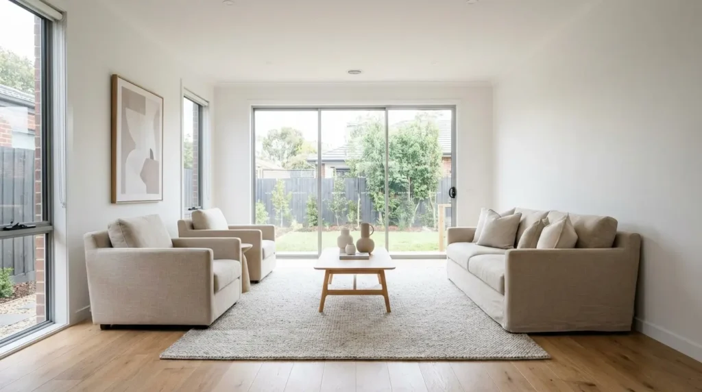 Salon contemporain avec une décoration sobre et élégante