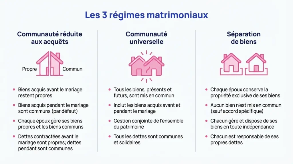 Les 3 régimes matrimoniaux