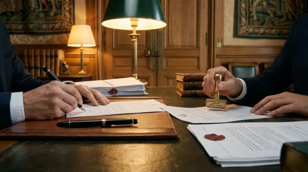 e d'un acte de vente chez le notaire