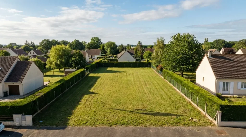 Terrain constructible dans un quartier résidentiel