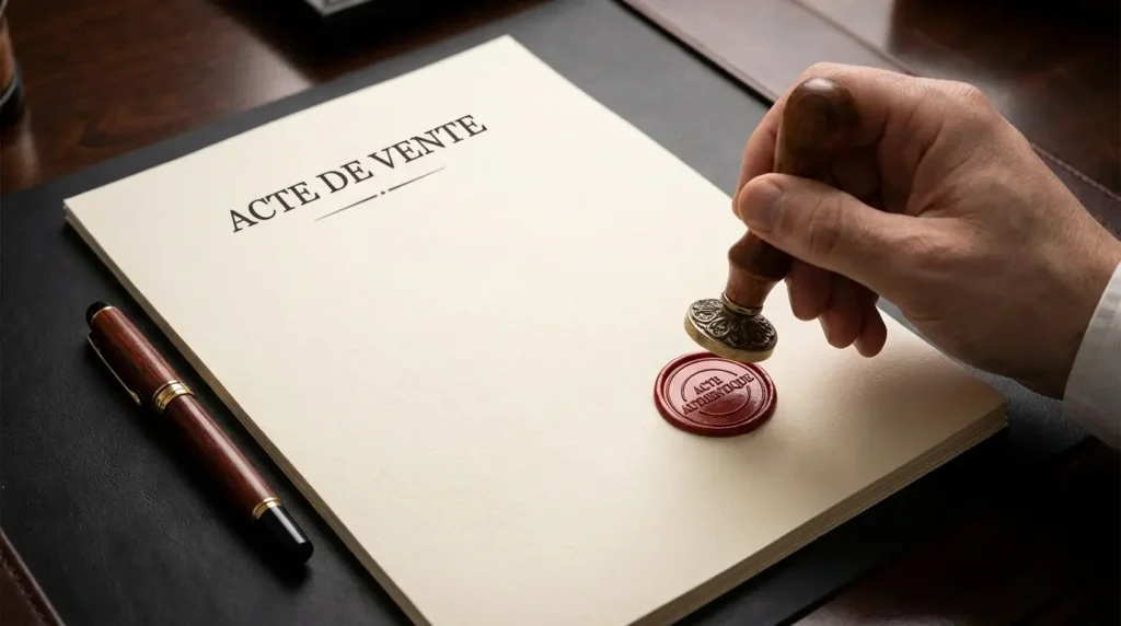 Signature définitive d'un acte de vente chez le notaire