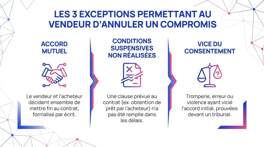 3 exceptions pour annuler un compromis en tant que vendeur