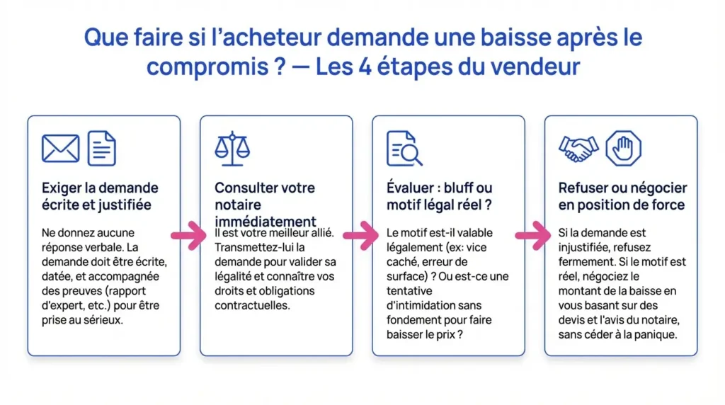 4 étapes à respecter si l'acheteur demande une baisse de prix après le compromis