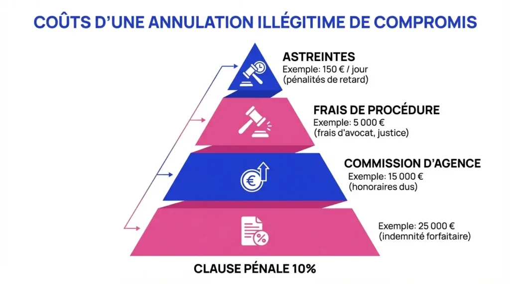 Coûts d'une annulation illégitime de compromis de vente