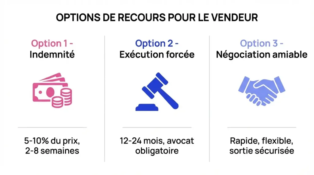 Les 3 recours possibles du vendeur face à une annulation de compromis