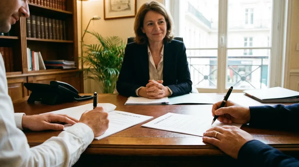 Signature d'un compromis chez le notaire