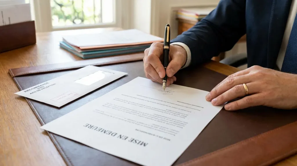 Signature par le notaire d'une mise en demeure