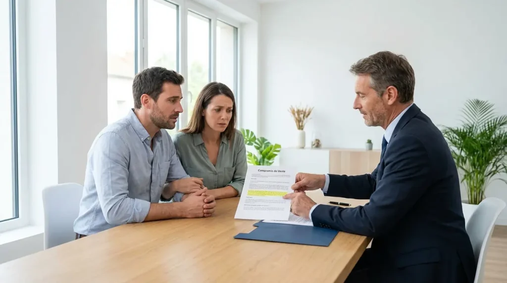 Vendeurs découvrant des clauses ignorée sur le compromis de vente