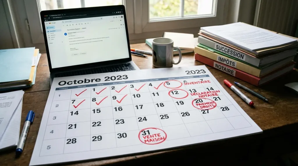 Calendrier pour suivi des étapes d'une vente