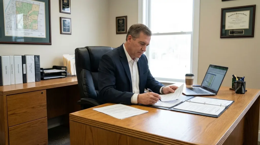 Investisseur immobilier à son bureau