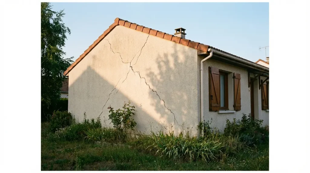 Maison avec façade fissurée
