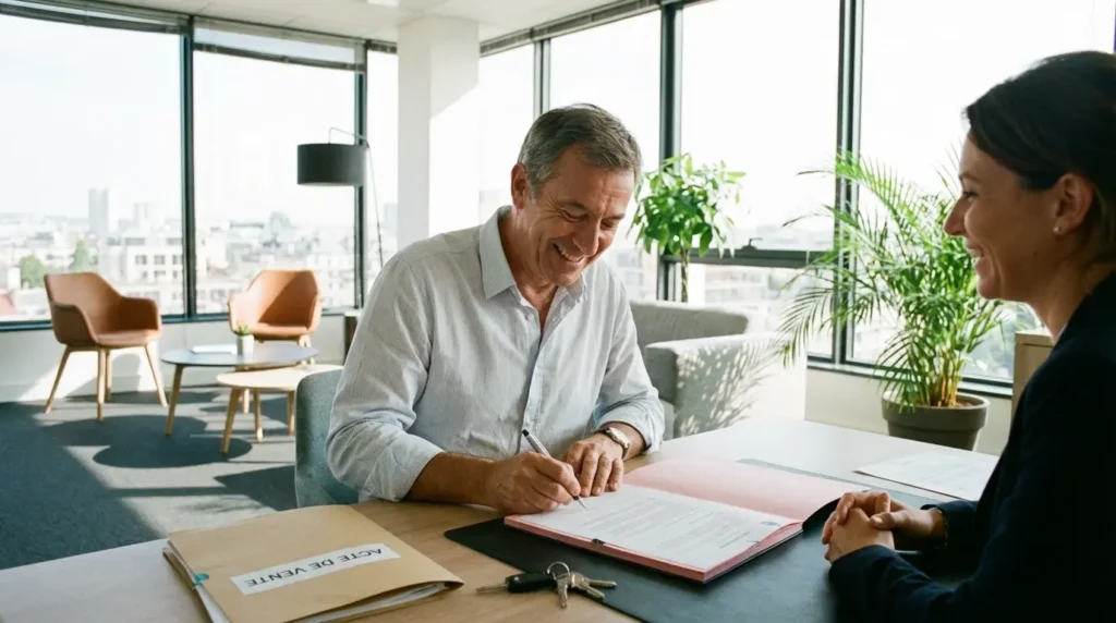 Signature de l'acte de vente d'une maison en succession