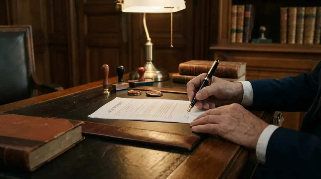 Signature d'un acte de vente d'un local commercial