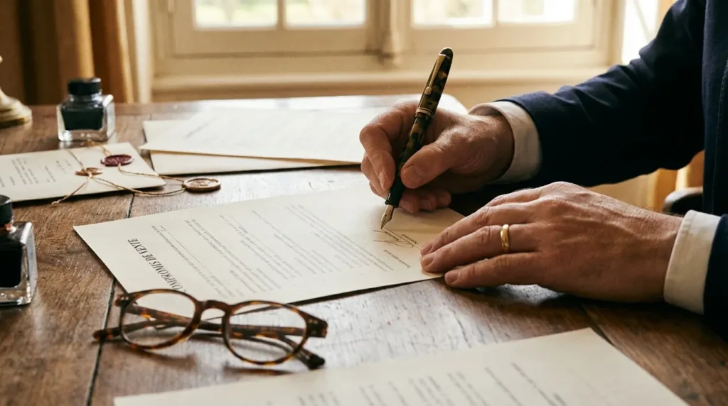 Signature d'un acte notarial