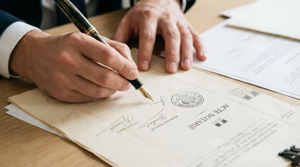Signature d'un acte notarié