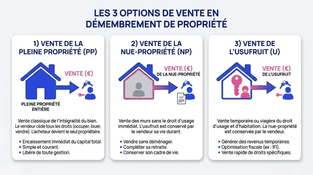 3 options de vente en démembrement de propriété