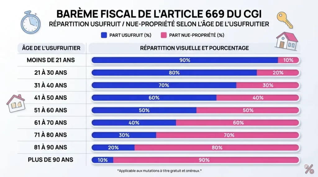 Barème fiscal de l'article 669 du CGI