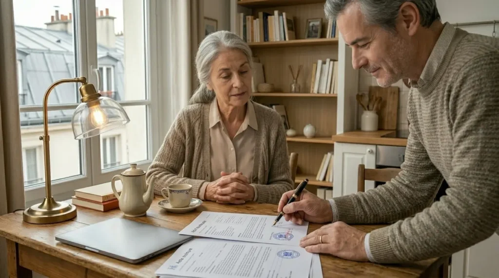 Couple de propriétaire en train de signer des documents