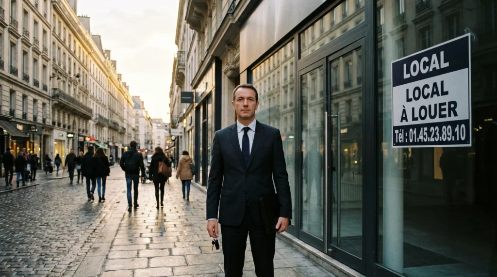 Investisseur devant un local commercial à louer