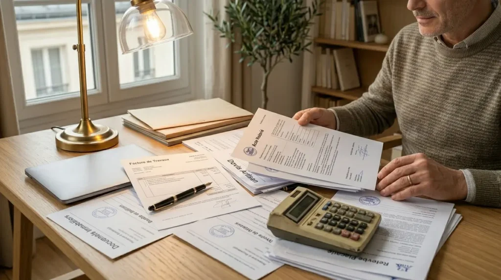 Propriétaire en train de calculer sa plus-value imposable