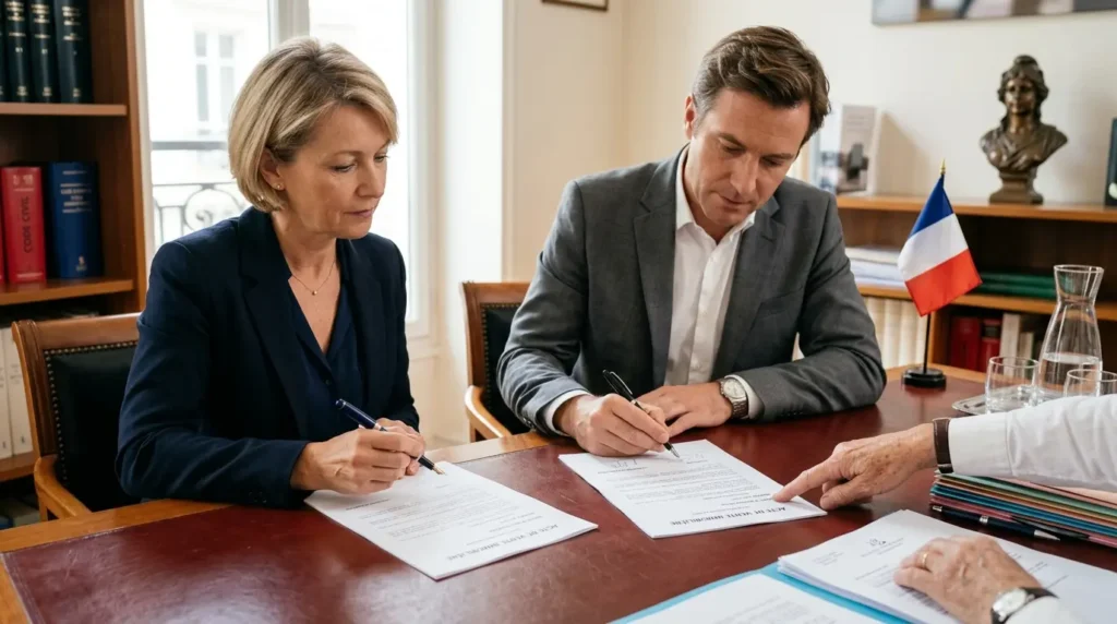 Rendez-vous chez le notaire pour les héritiers d'un immeuble de rapport