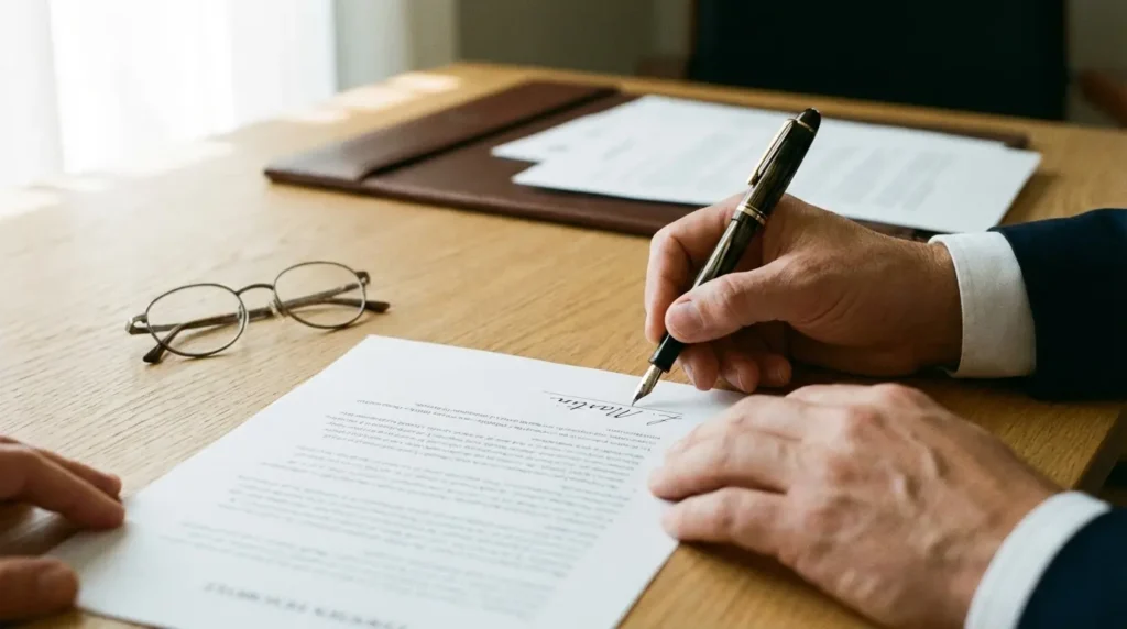 Signature de l'acte de vente d'une maison