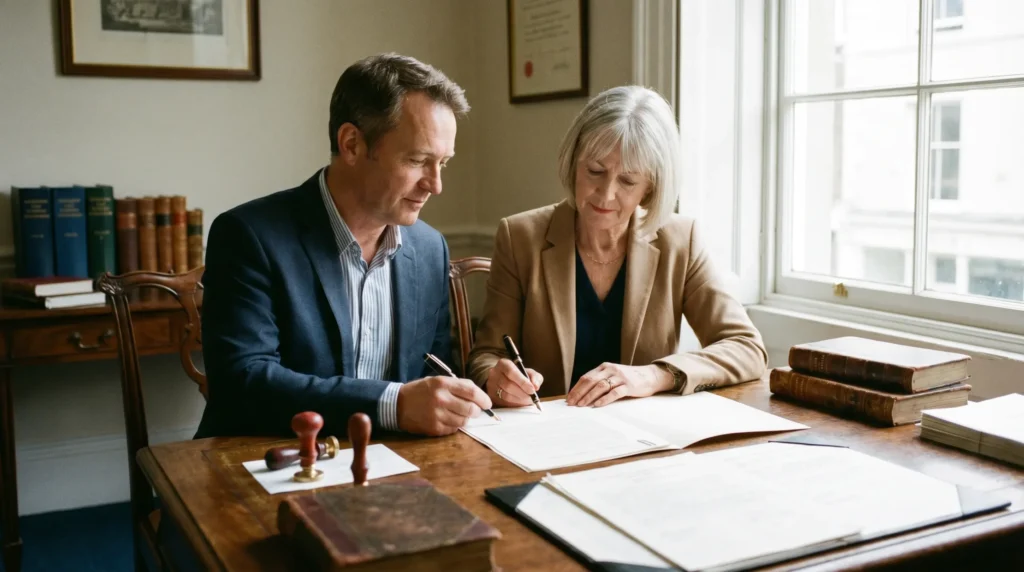 Signature d'un acte chez le notaire