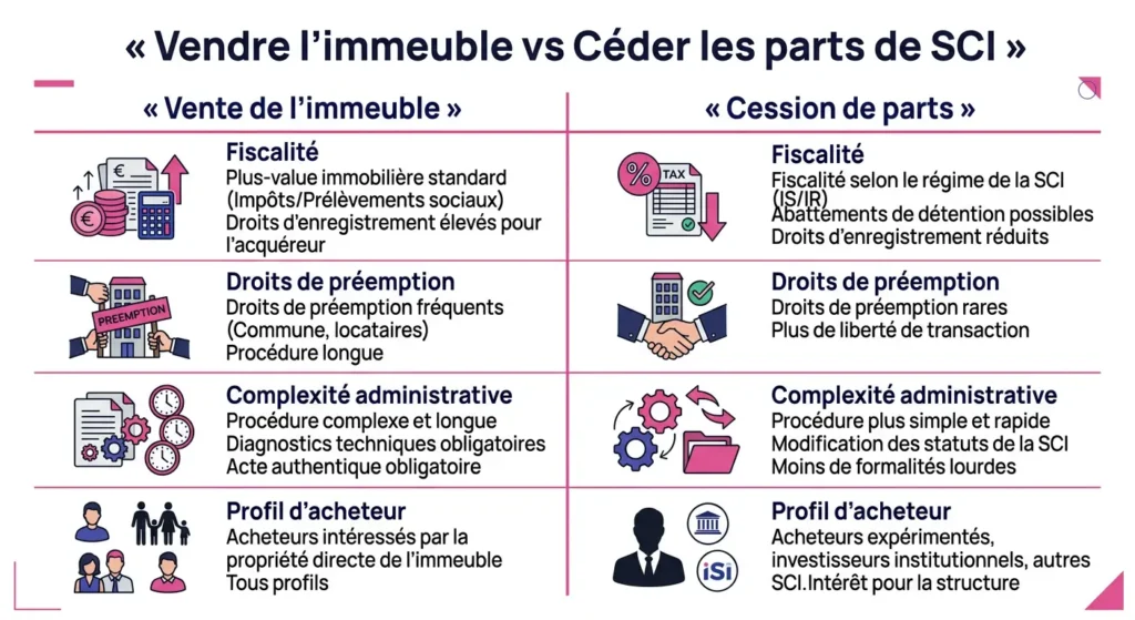 Vendre l'immeuble vs céder ses parts de SCI