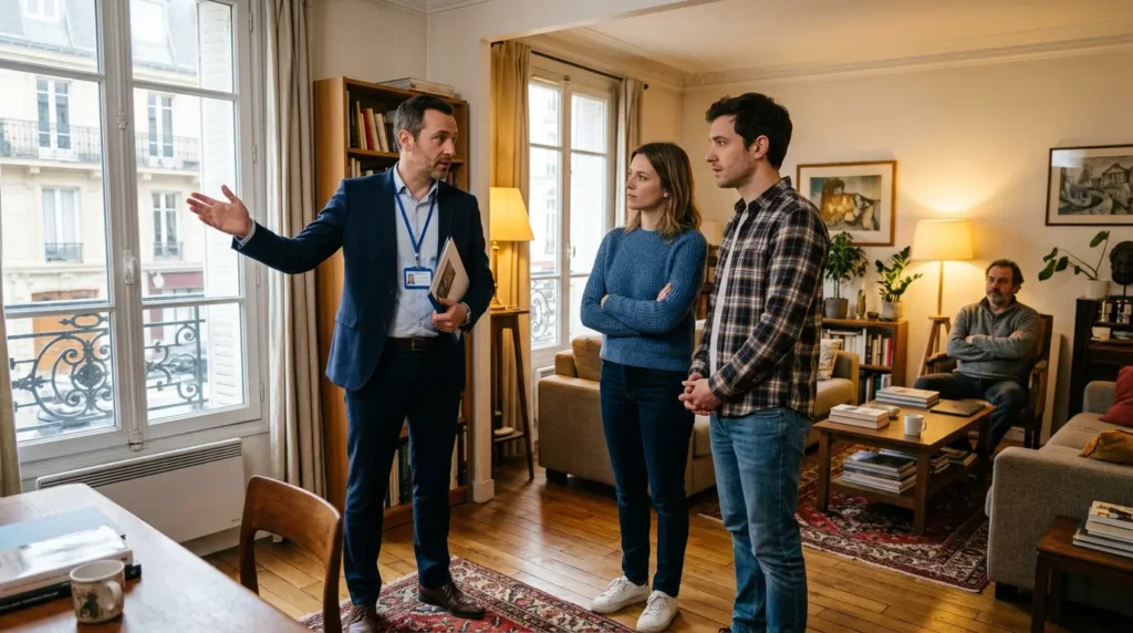 Visite d'un bien par un agent immobilier