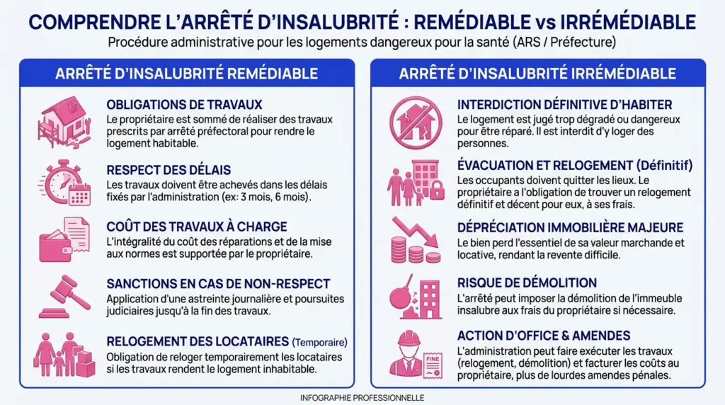 Comprendre l'arrêté d'insalubrité  remédiable vs irrémédiable
