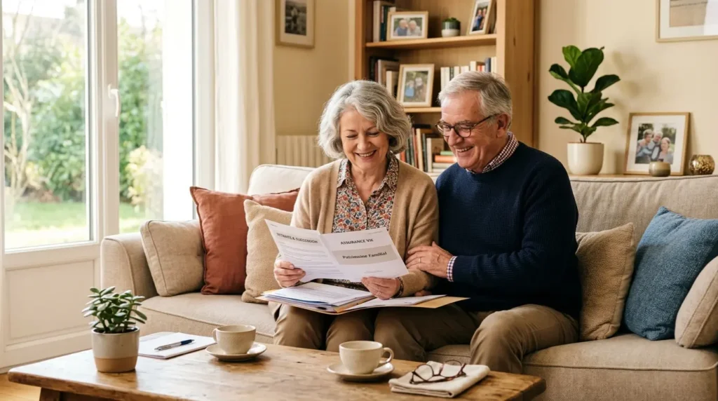 Couple propriétaire prenant connaissance de leur contrat d'assurance vie