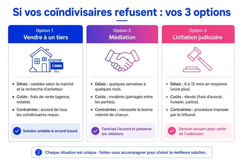 3 options en cas de refus des coïndivisaores