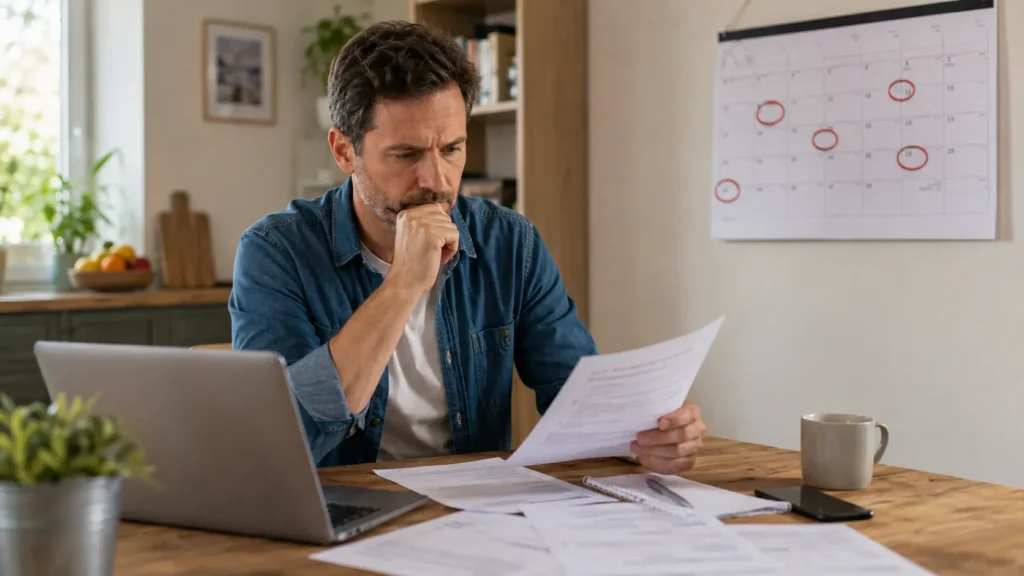 Propriétaire lisant une clause de vente