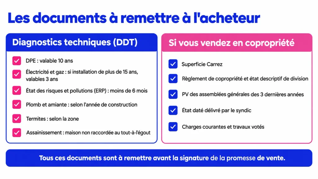 Les documents à remettre à l'acheteur